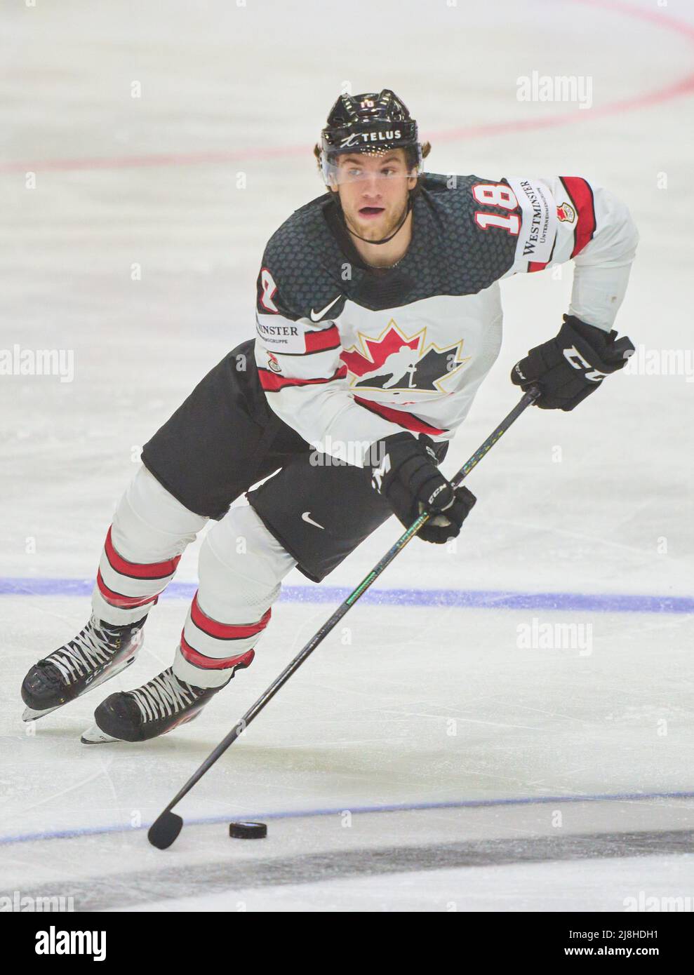 Helsinki, Finnland. 16.. Mai 2022. Dawson Mercer Nr. 18 aus Kanada im Spiel SLOWAKEI - KANADA der IIHF EISHOCKEY WELTMEISTERSCHAFT Gruppe B in Helsinki, Finnland, 16. Mai 2022, Saison 2021/2022 Credit: Peter Schatz/Alamy Live News Stockfoto