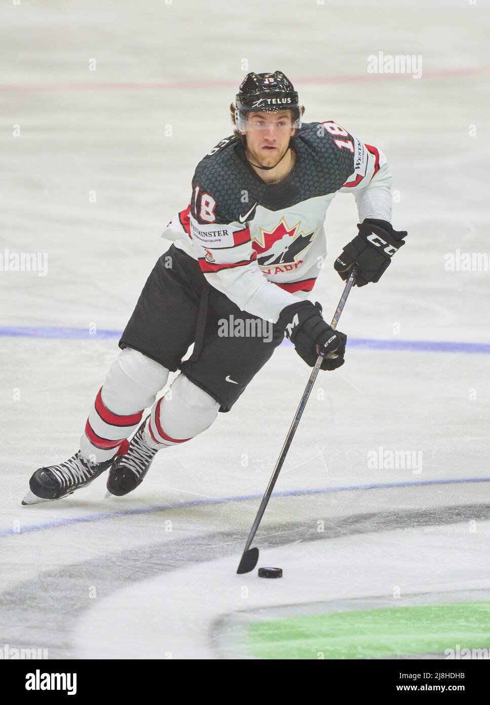 Helsinki, Finnland. 16.. Mai 2022. Dawson Mercer Nr. 18 aus Kanada im Spiel SLOWAKEI - KANADA der IIHF EISHOCKEY WELTMEISTERSCHAFT Gruppe B in Helsinki, Finnland, 16. Mai 2022, Saison 2021/2022 Credit: Peter Schatz/Alamy Live News Stockfoto