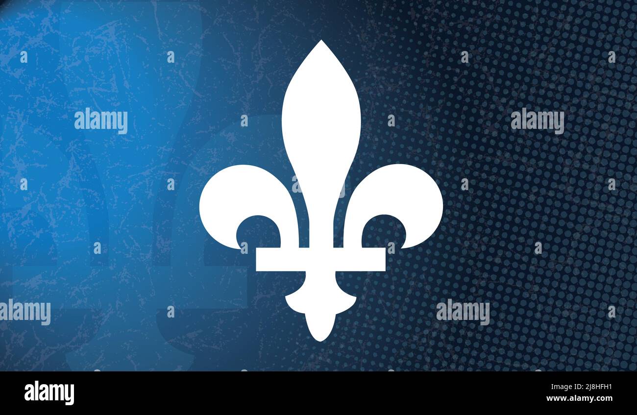 Quebec Provinz Kanada Emblem auf blauem abstraktem Hintergrund Stock Vektor
