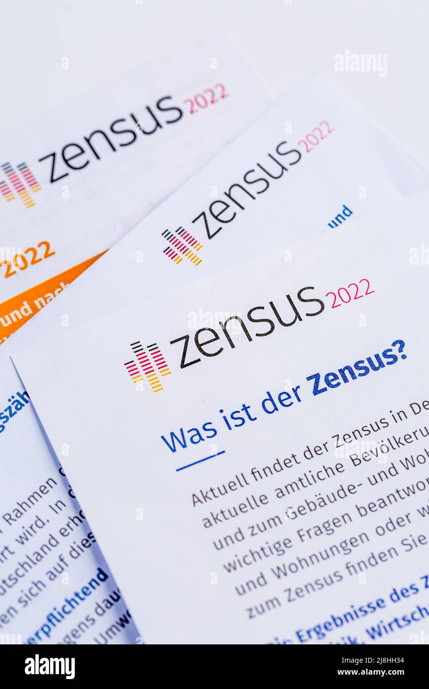 Volkszählung 2022 in Deutschland: Offizielle Regierungsbefragung zur Volkszählung (Bevölkerung, Gebäude und Haushalt) Stockfoto