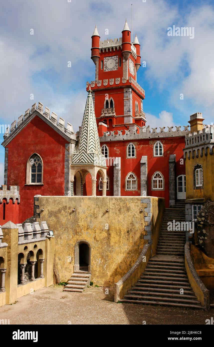 Portugal. Sintra. Teilansicht des Palastkomplexes Pena, 19.. Jahrhundert, von Wilhelm Ludwig von Eschwege (1777-1855). Stockfoto