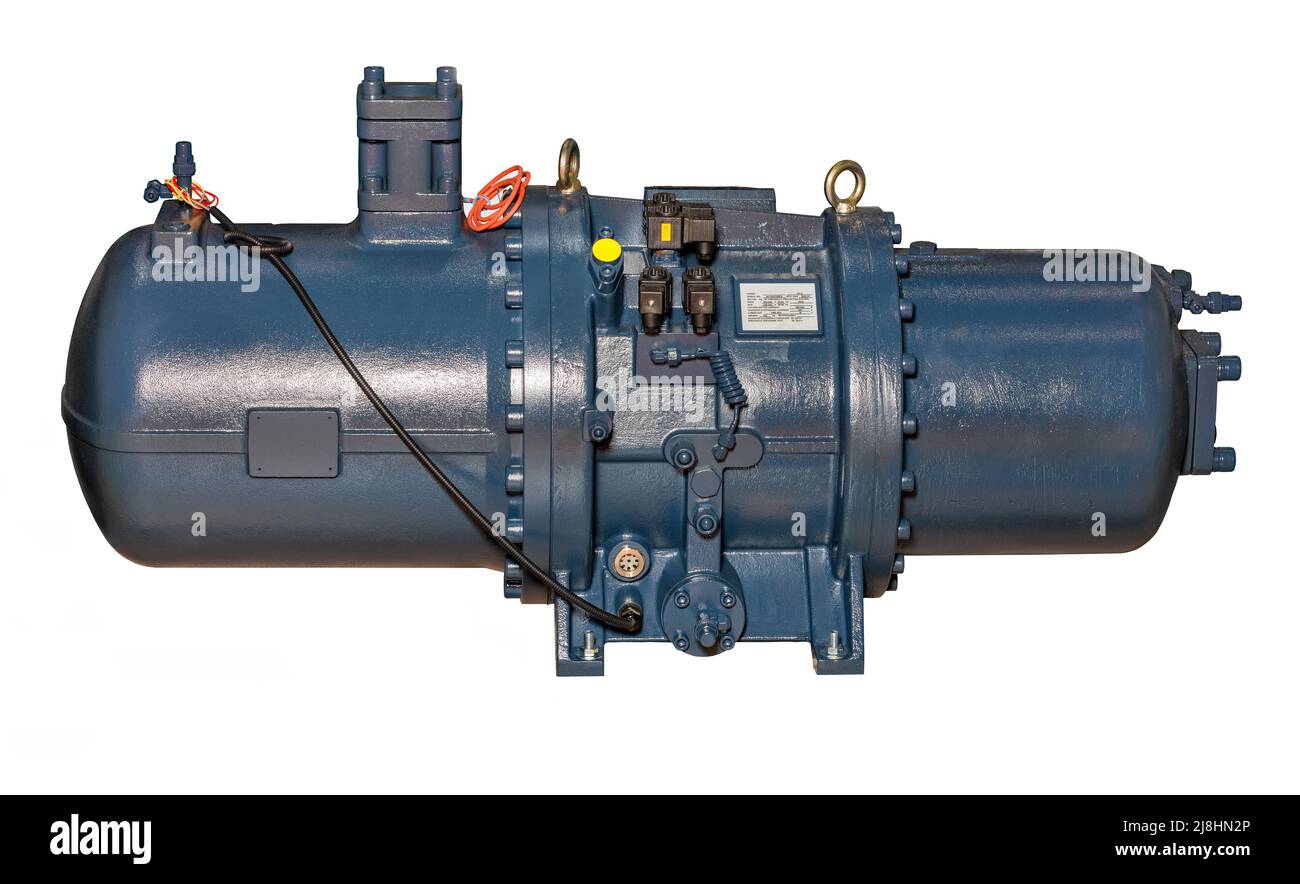 Industrieller Schraubenkompressor speziell für Klima- und Kühlanwendungen. Stockfoto