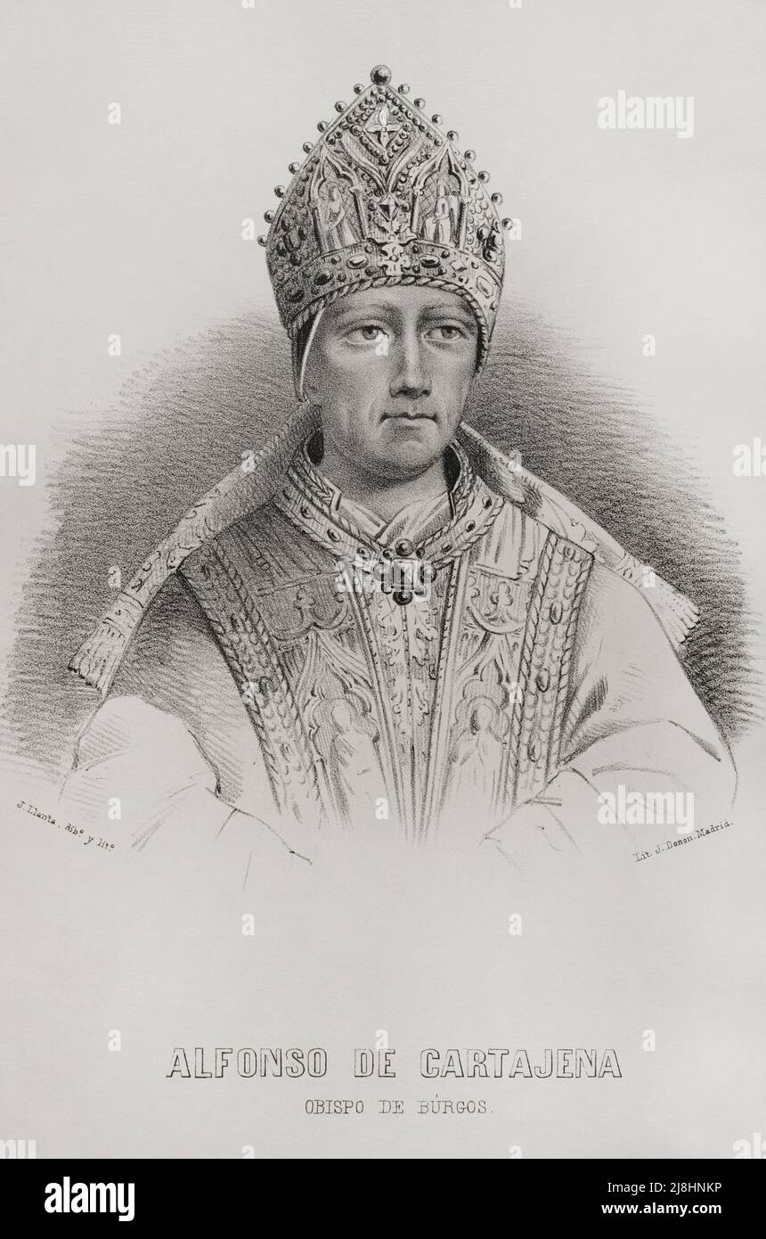 Alfonso de Santa Maria de Cartagena (1384-1456). Humanist, Historiker, Diplomat und römisch-katholischer Bischof von Burgos. Porträt, 19. Jahrhundert. Stockfoto