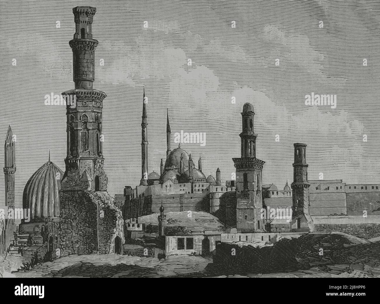 Ägypten. Kairo. Grab der Kalifen. Gravur, 1882. Stockfoto