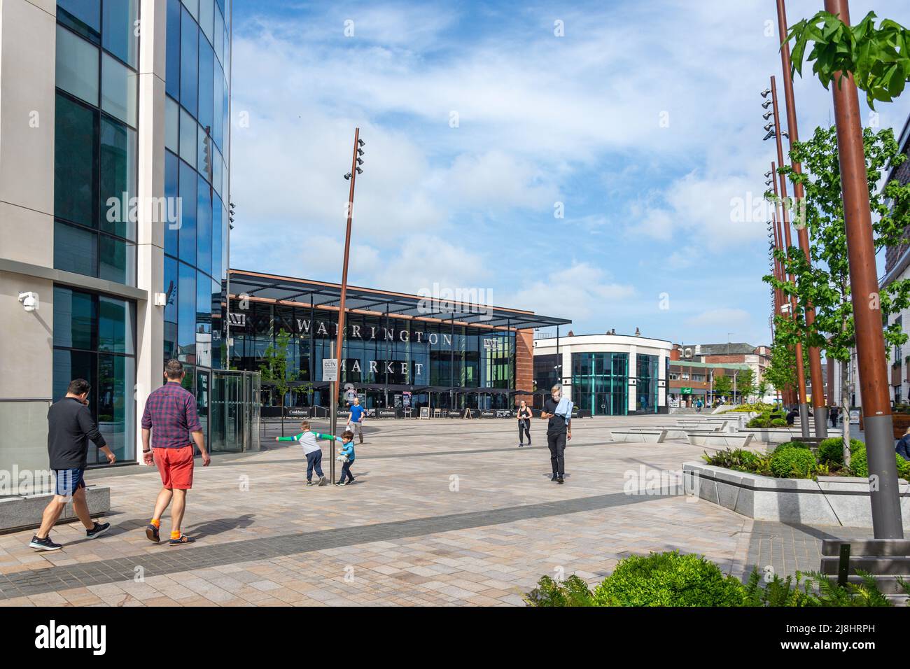 Warrington Market, Time Square, Warrington, Vereinigtes Königreich Stockfoto