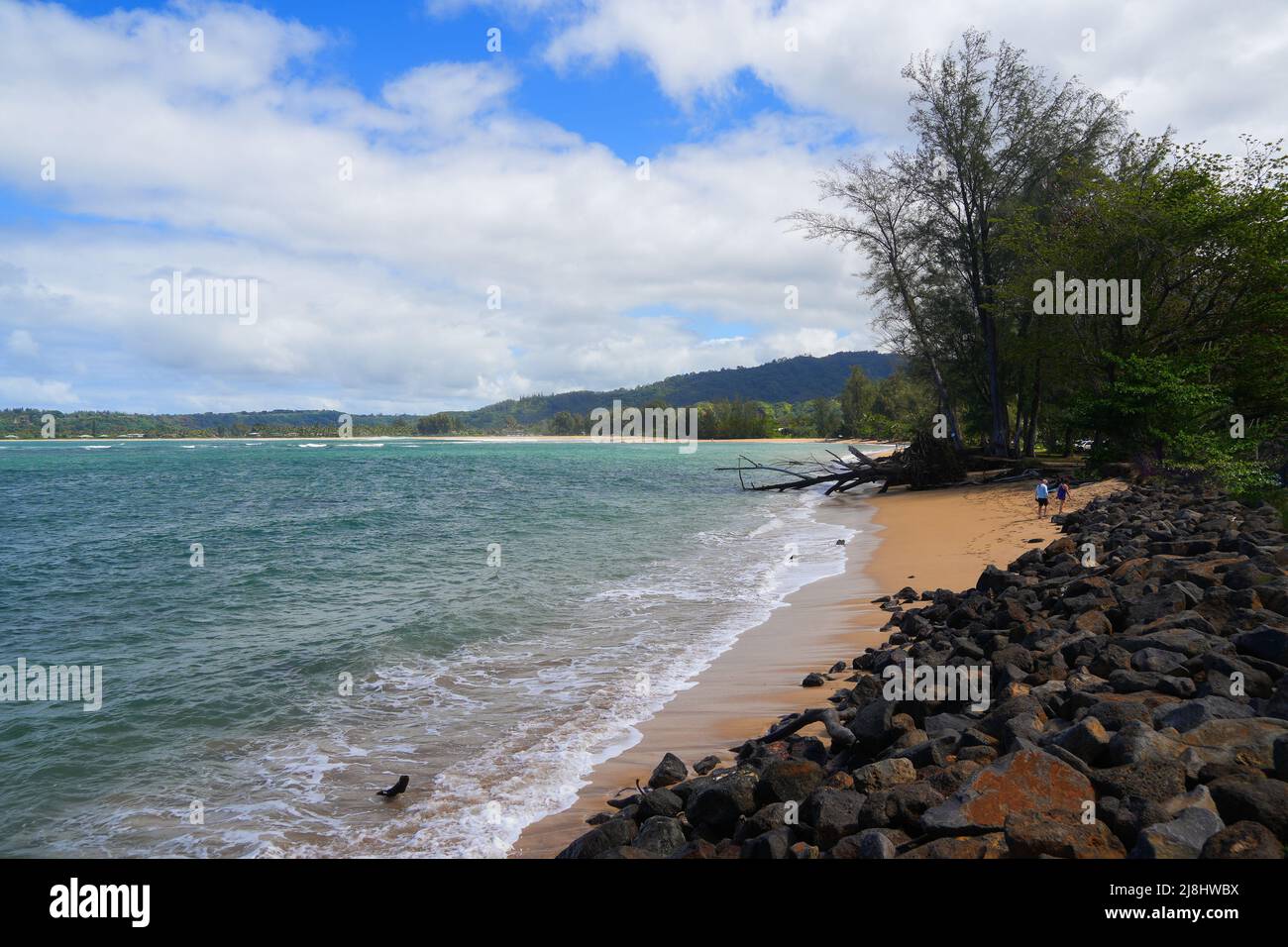 Hanalei Bay an der Nordküste der Insel Kauai in Hawaii, USA Stockfoto