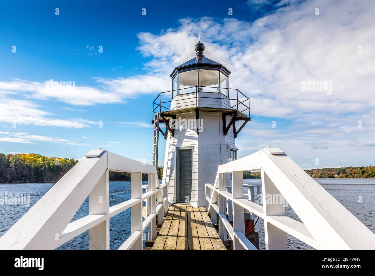The Doublling Point Lighthouse, Kennebec River, Arrowsic, Maine Stockfoto