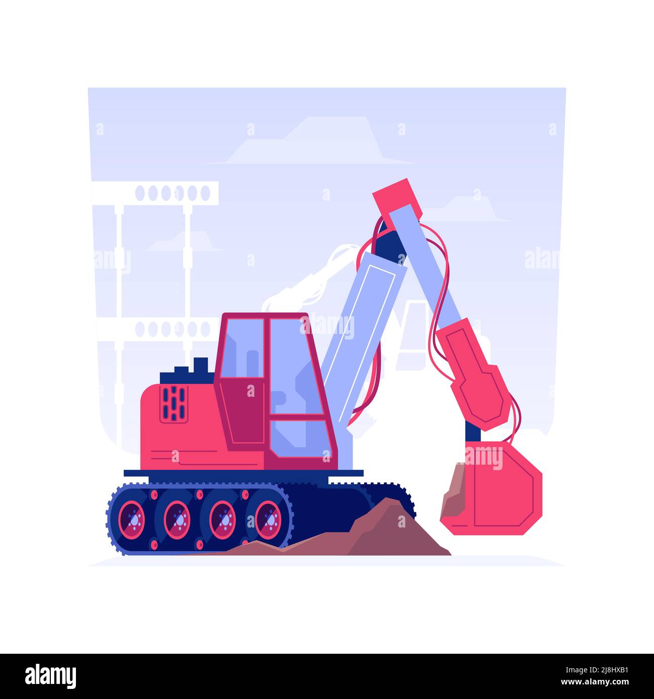 Aushub Fundamente isoliert Konzept Vektor Illustration. Bulldozer gräbt das Fundament für den Bau von neuen Haus, Baumaschinen, schwere Maschinen auf dem Boden Vektor-Konzept. Stock Vektor