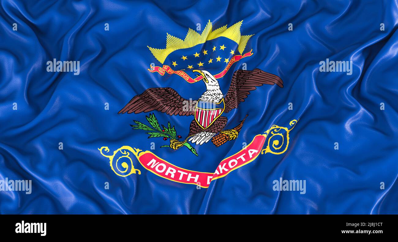 Flagge des US-Bundesstaates North dakota. 3D Rendern Stockfoto