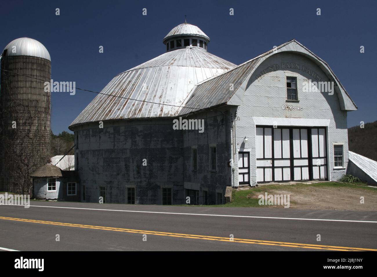 Runde Scheune in Greene, Chenango County, New York Stockfoto