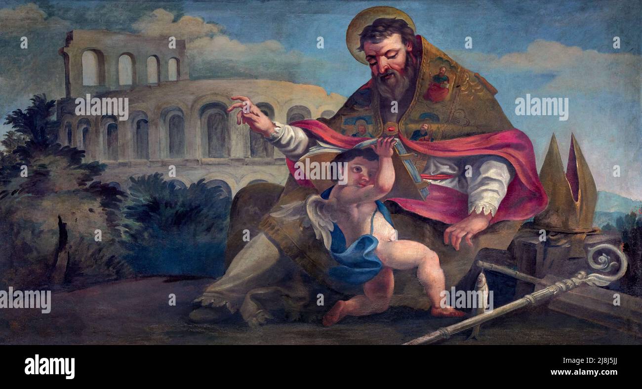 San Zeno - olio su tela - pittore veneto della prima metà del XIX secolo - Verona, Italia, chiesa di S. Tommaso Apostolo Stockfoto