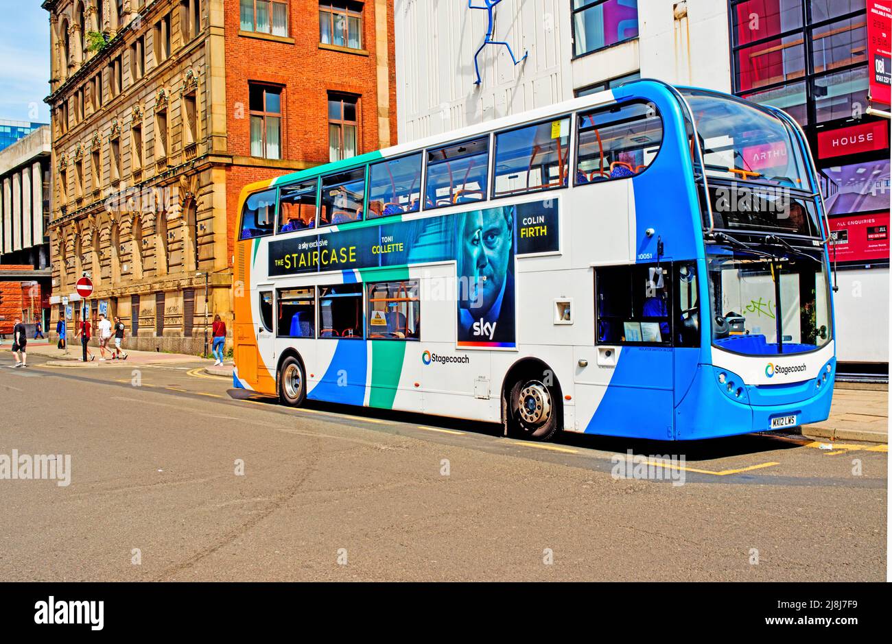 Stagecoach Bus, Stadtzentrum, Manchester, England Stockfoto