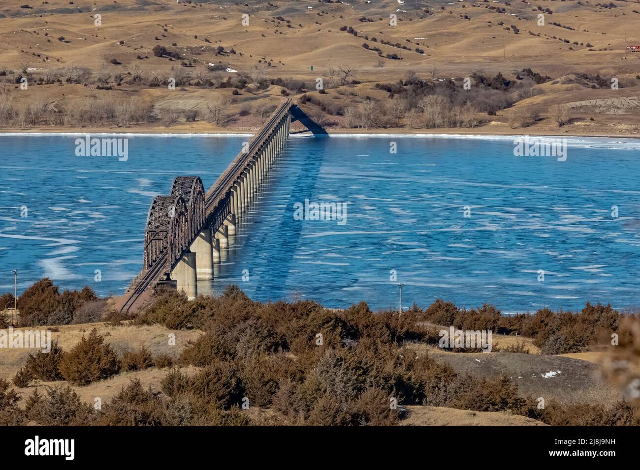 Chamberlain Rail Bridge über den Missouri River, South Dakota, USA Stockfoto