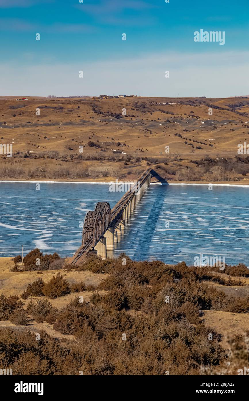 Chamberlain Rail Bridge über den Missouri River, South Dakota, USA Stockfoto