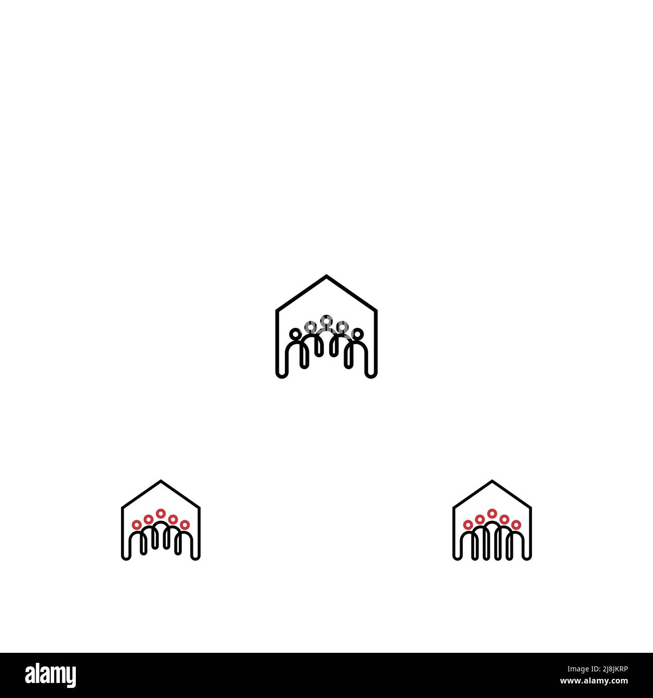 Symbol für den Standort der Gruppe von Personen. Sammeln von Menschen. Auf der Karte der Menschen platzieren. Vektorsymbol. Stock Vektor