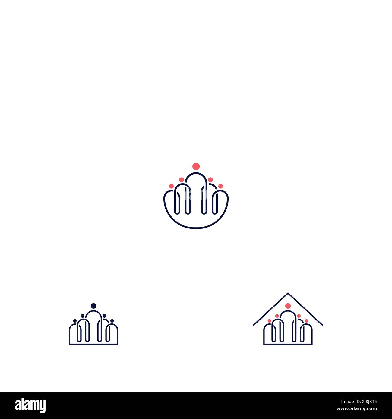 Symbol für den Standort der Gruppe von Personen. Sammeln von Menschen. Auf der Karte der Menschen platzieren. Vektorsymbol. Stock Vektor