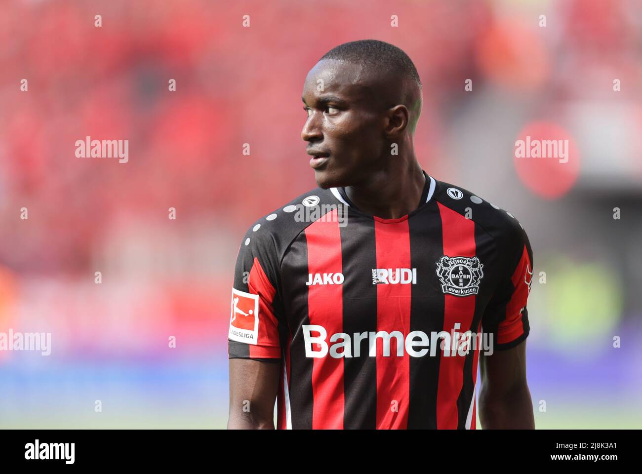 Leverkusen, Deutschland, 14.05.2022, 1. Bundesliga, 34. Spieltag, Bayer 04 Leverkusen - SC Freiburg, Moussa Diaby (B04) Looks. DIE DFL-VORSCHRIFTEN VERBIETEN EIN Stockfoto