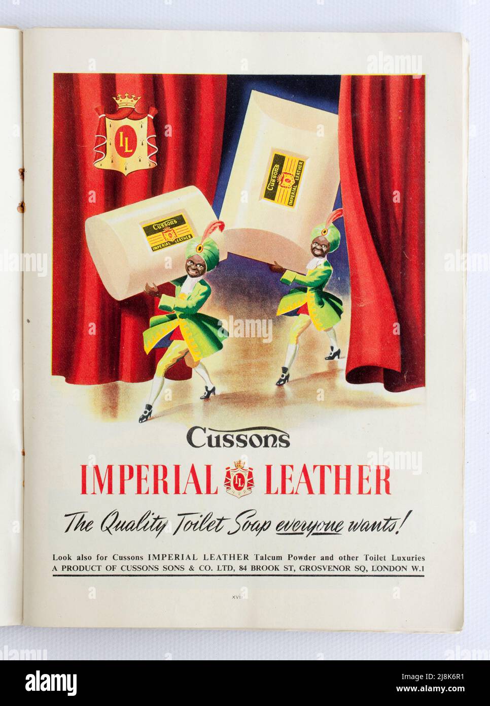 Alt 1950s Britische Werbung für Cussons Imperial Leather Soap Stockfoto