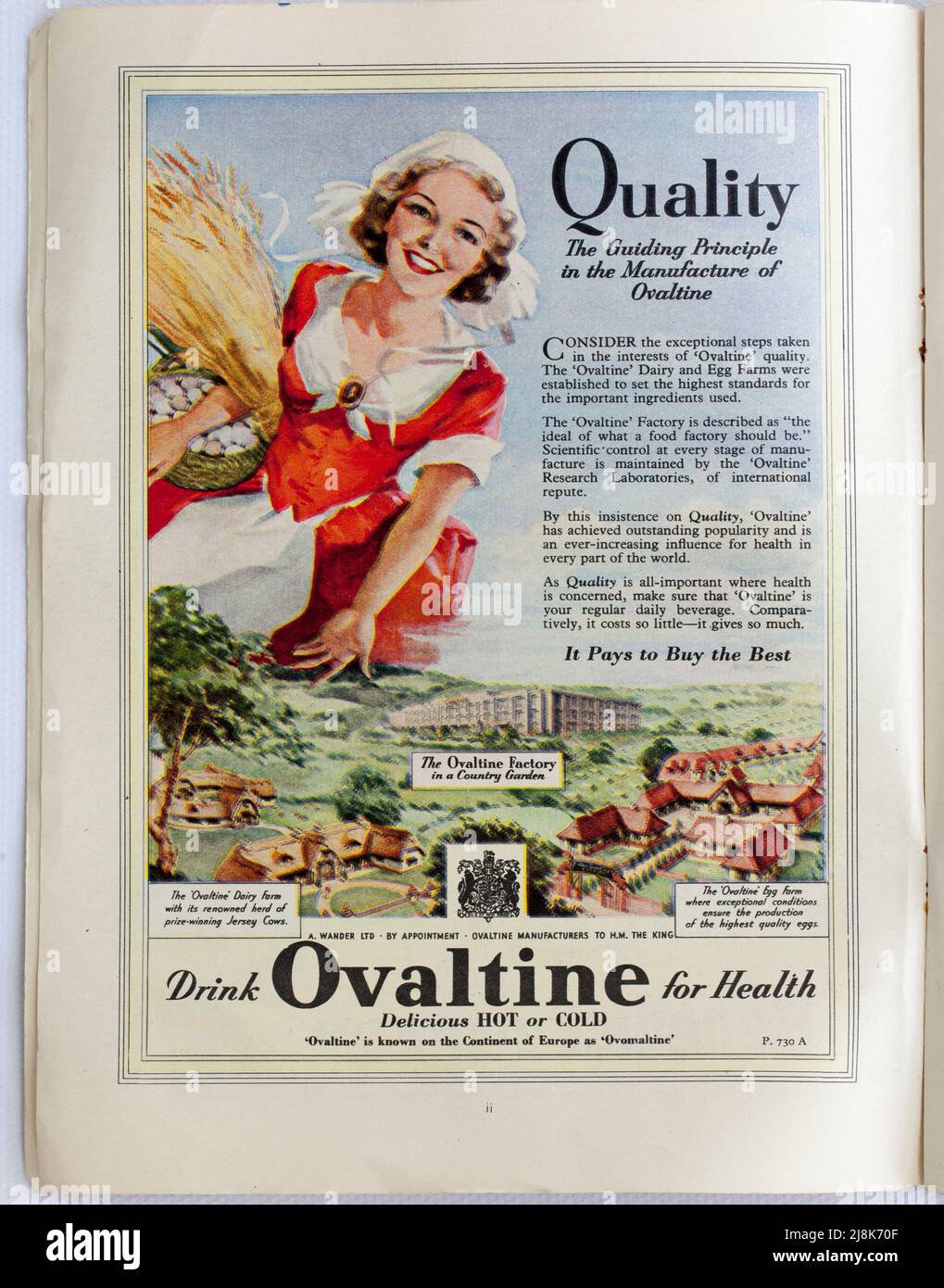 Alt 1950s Britische Werbung für Ovaltine Stockfoto