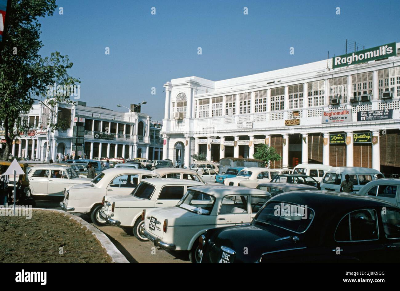 Connaught Place, Neu-Delhi, Indien 1986 Stockfoto