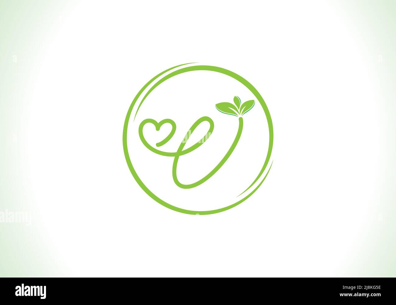 Ernährung und grüne gesunde Blatt mit Liebe Schrift Logo Design Vektor und die Buchstaben. Vektor mit grünen Blättern. Liebe Schriftblatt Stock Vektor