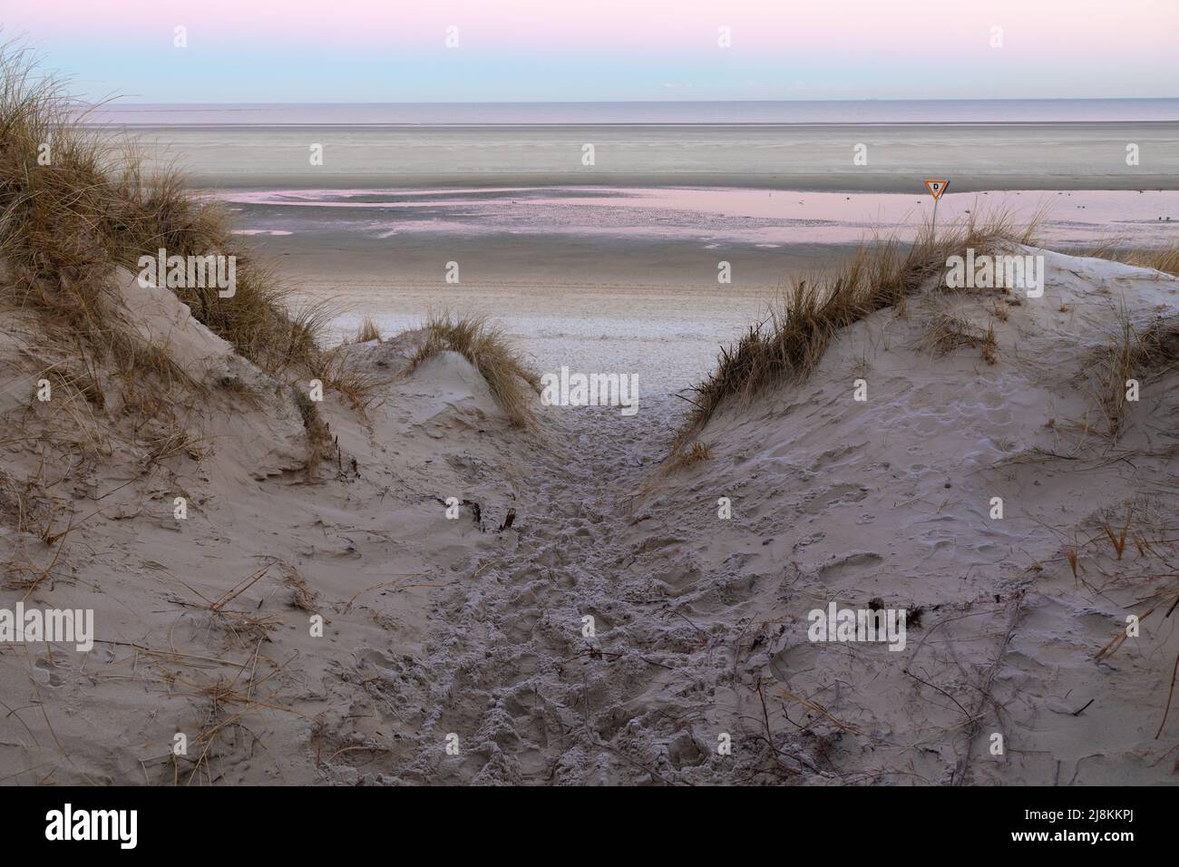 Am frühen Morgen am Strand von Spiekeroog, Deutschland Stockfoto