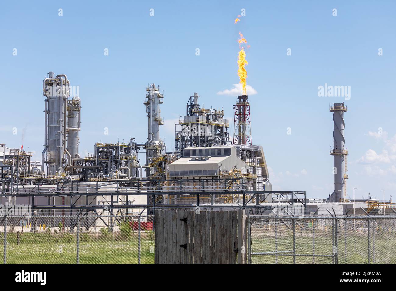 Gasfackeln im OCI Iowa Düngemittelwerk in Wever, Iowa, USA Stockfoto