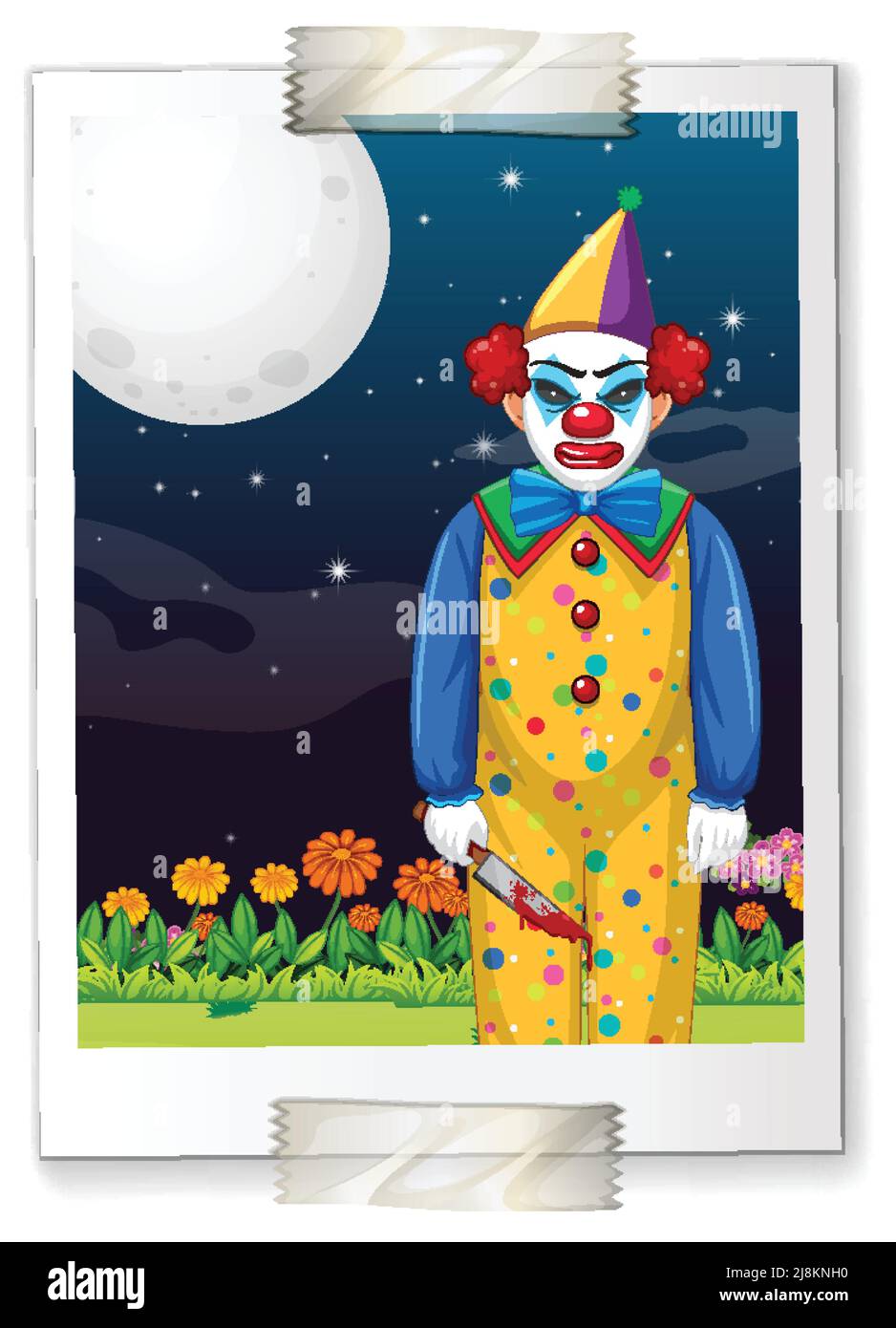 Ein Foto von gruseligen Clown Illustration Stock Vektor