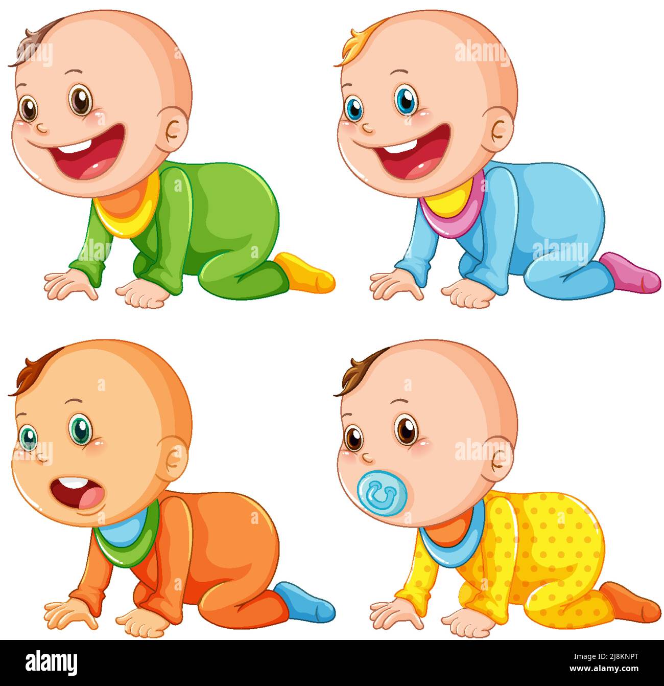 Set von niedlichen Babys Cartoon Illustration Stock Vektor