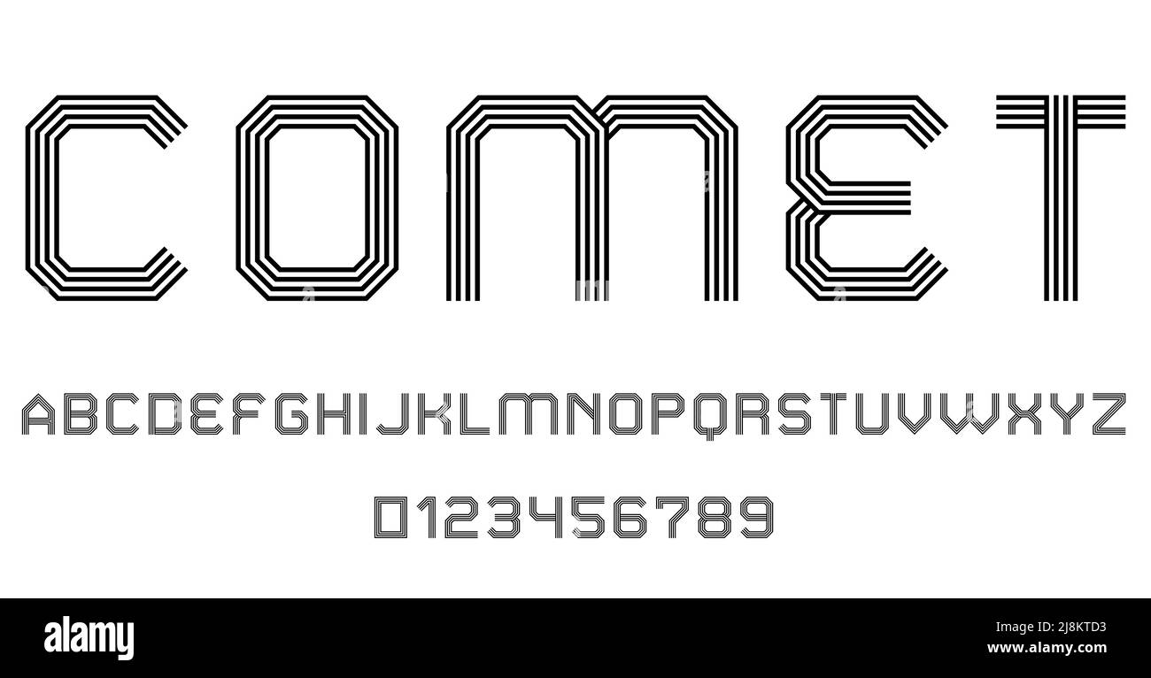 Satz von Alphabeten font Buchstaben und Zahlen moderne abstrakte Design mit Leinen Vector Illustration Stock Vektor