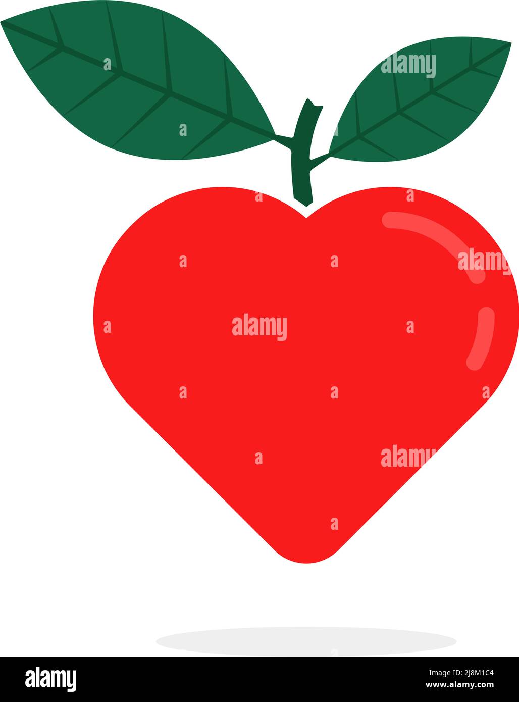 Einfaches rotes Herz mit Blattlogo Stock Vektor