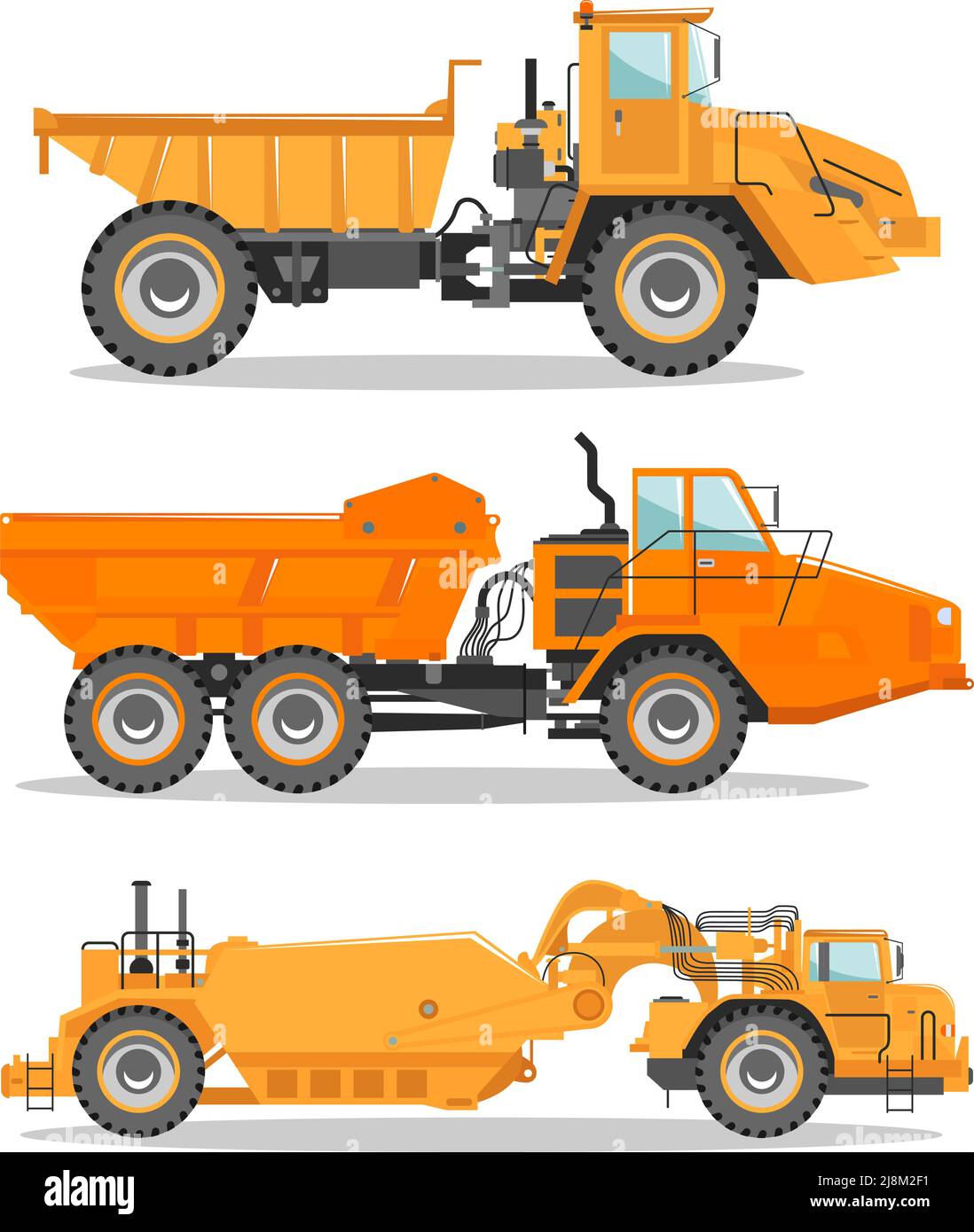 Detaillierte Abbildung des Miningtrucks. Off-Highway-Lkw. Schwere Bergbaumaschinen und Baumaschinen. Stock Vektor