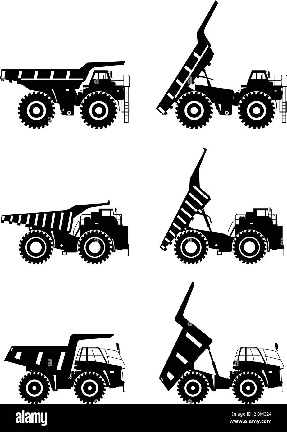 Detaillierte Darstellung von Bergbaumaschinen, schweren Geräten und Maschinen Stock Vektor
