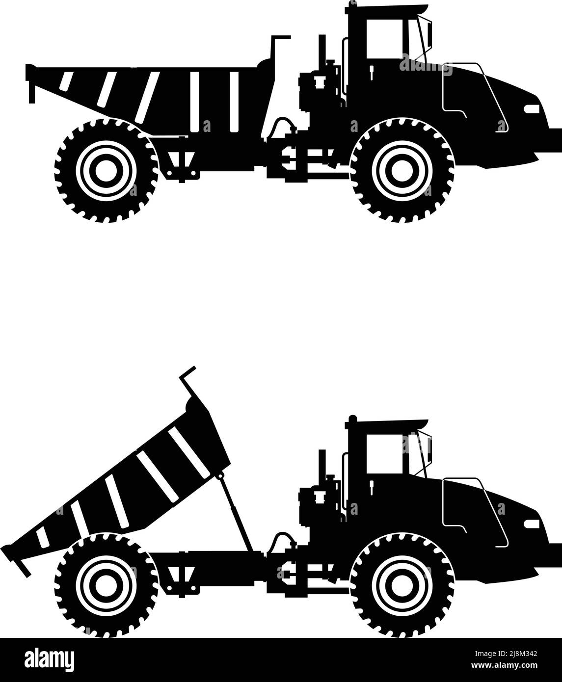 Detaillierte Darstellung von Bergbaumaschinen, schweren Geräten und Maschinen Stock Vektor