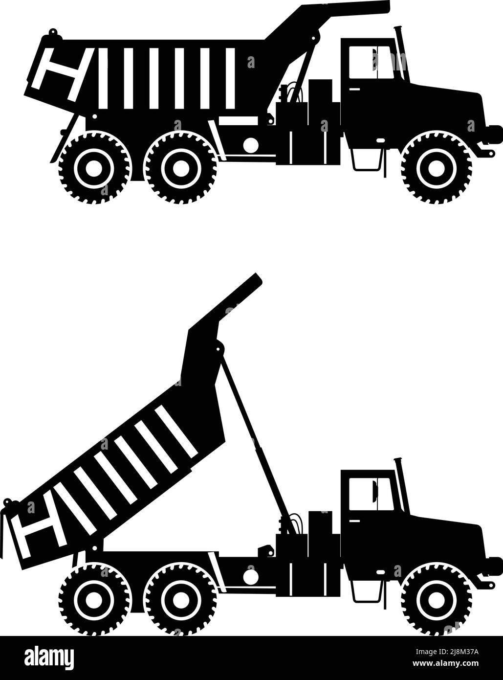 Detaillierte Darstellung von Bergbaumaschinen, schweren Geräten und Maschinen Stock Vektor