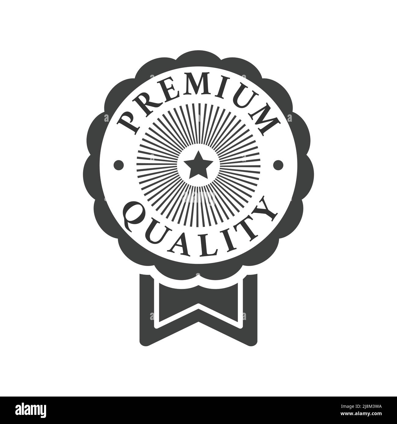 Hochwertiges Etikett mit Bannerband. Schwarzer Vektoraufkleber, Stempel oder Abzeichen. Stock Vektor