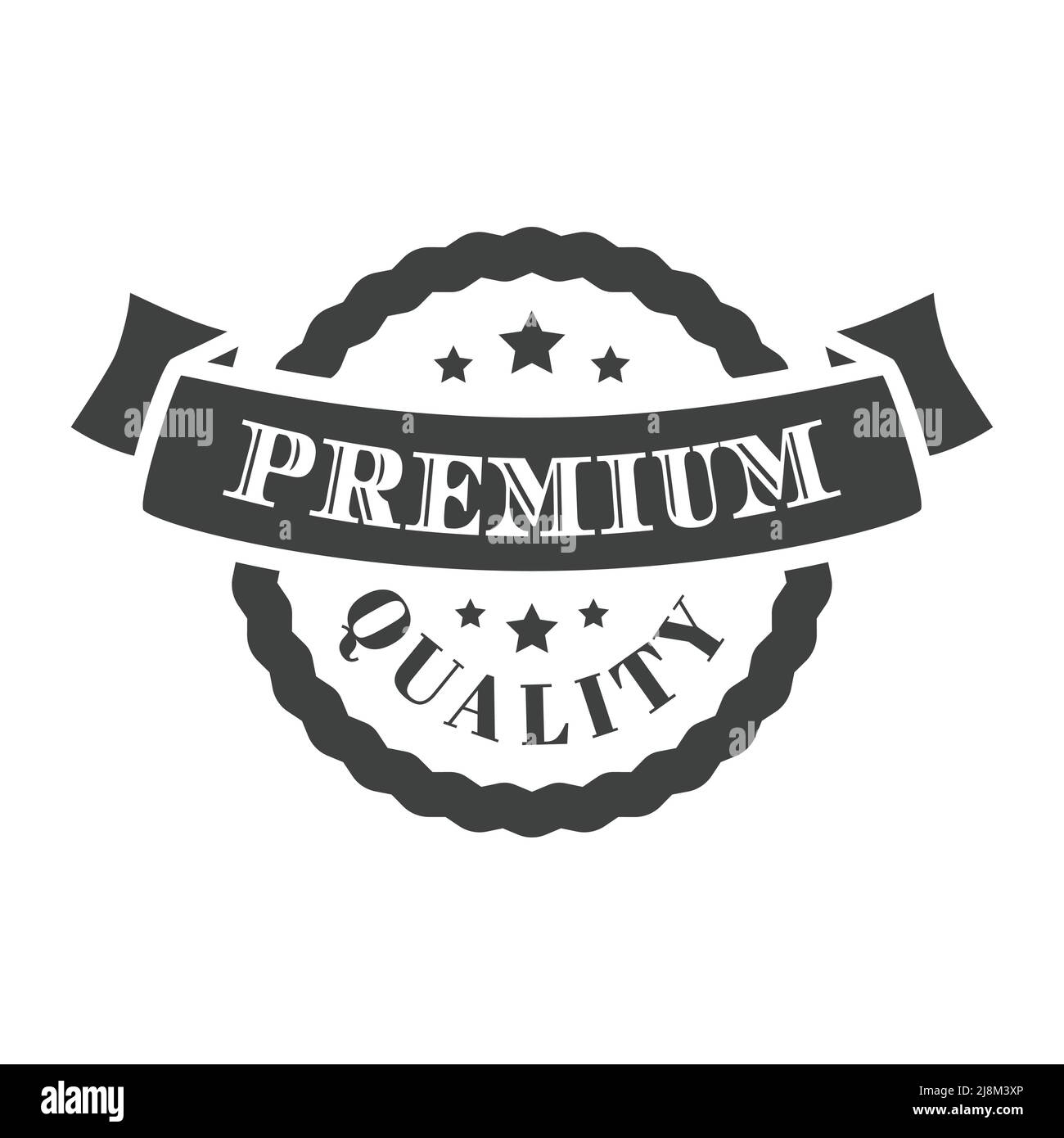 Hochwertiges Etikett mit Bannerband. Schwarzer Vektoraufkleber, Stempel oder Abzeichen. Stock Vektor