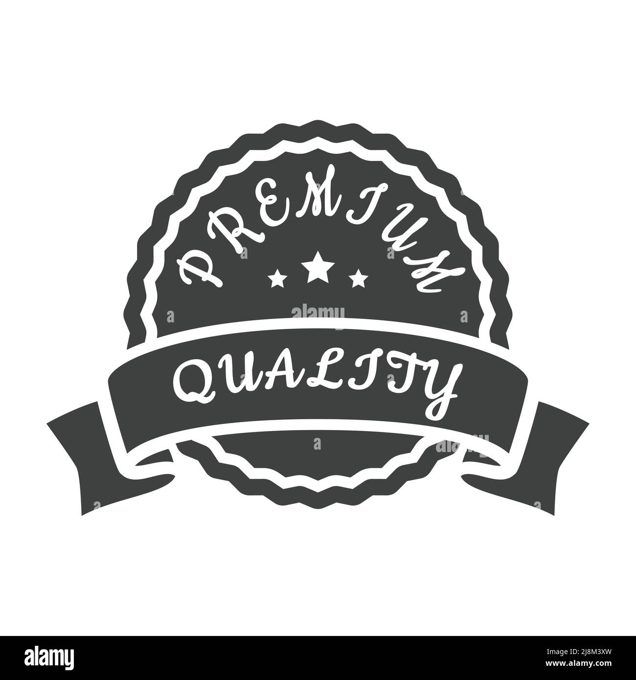 Hochwertiges Etikett mit Bannerband. Schwarzer Vektoraufkleber, Stempel oder Abzeichen. Stock Vektor