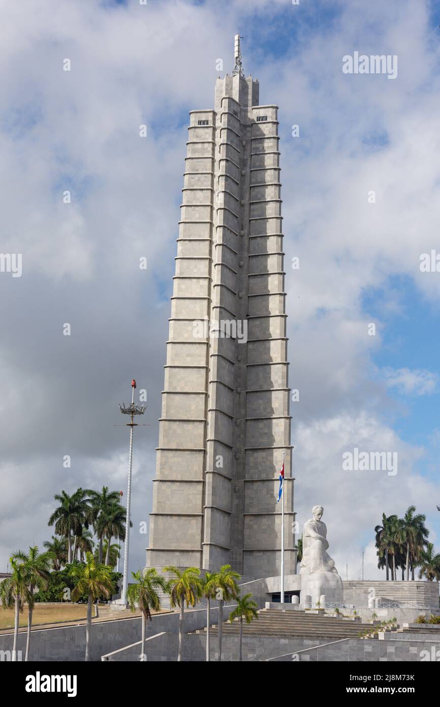 José Martí (José Martí-Denkmal), Plaza de la Revolución, Avenida Paseo, Havanna, La Habana, Republik Kuba Stockfoto