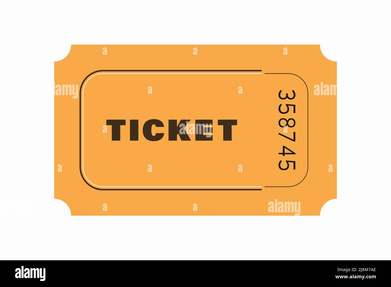 Realistisches Ticket mit einer Bruchlinie und Schatten. Modell für den Coupon-Eintrag. Vorlage für Unterhaltungsshow, Event, Bordkarte. Vektor Stock Vektor