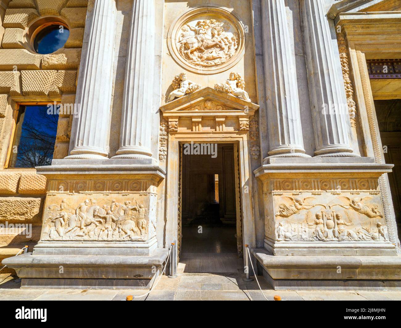 Palast von Karl V. Eingang- Alhambra Komplex - Granada, Spanien Stockfoto