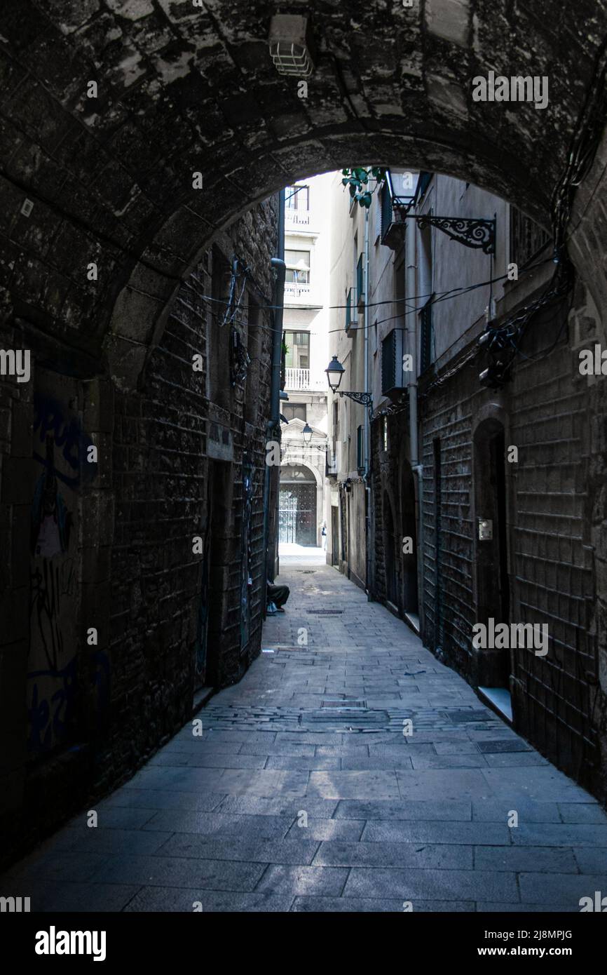 Alte Passagen im Gotischen Viertel, Barcelona Stockfoto