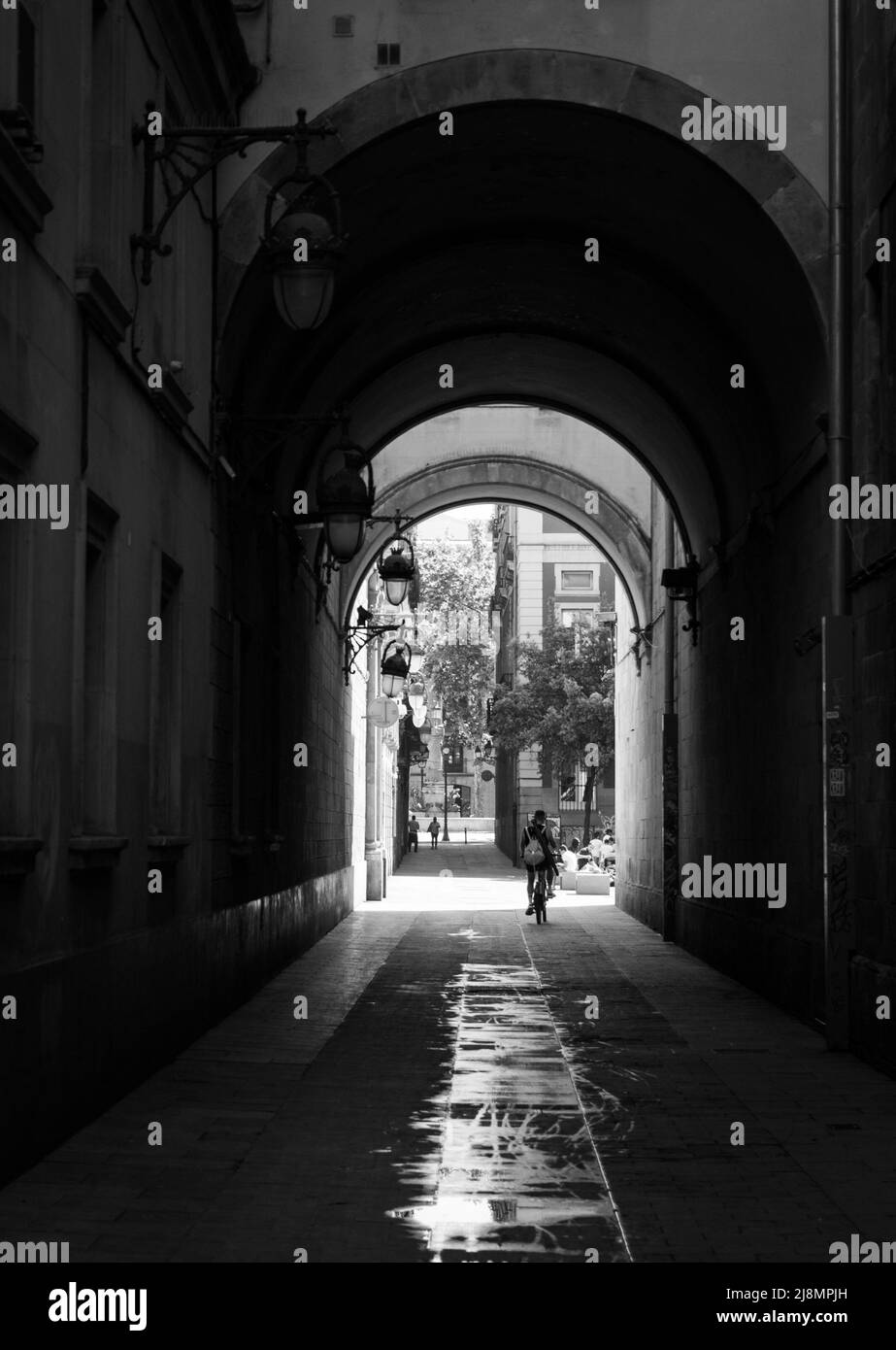 Alte Passagen im Gotischen Viertel, Barcelona Stockfoto