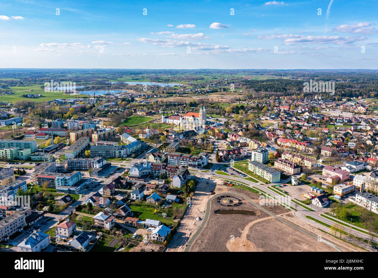 Sejny Stadtzentrum Luftlandschaft Stockfoto
