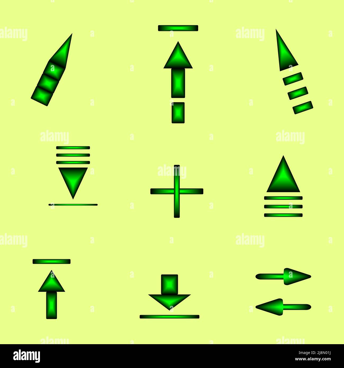Neue Sammlung von Symbolen Set Pfeil Upload Richtung Infografik Zeichen Symbol abstrakte Hintergrund Vektor Illustration Stock Vektor