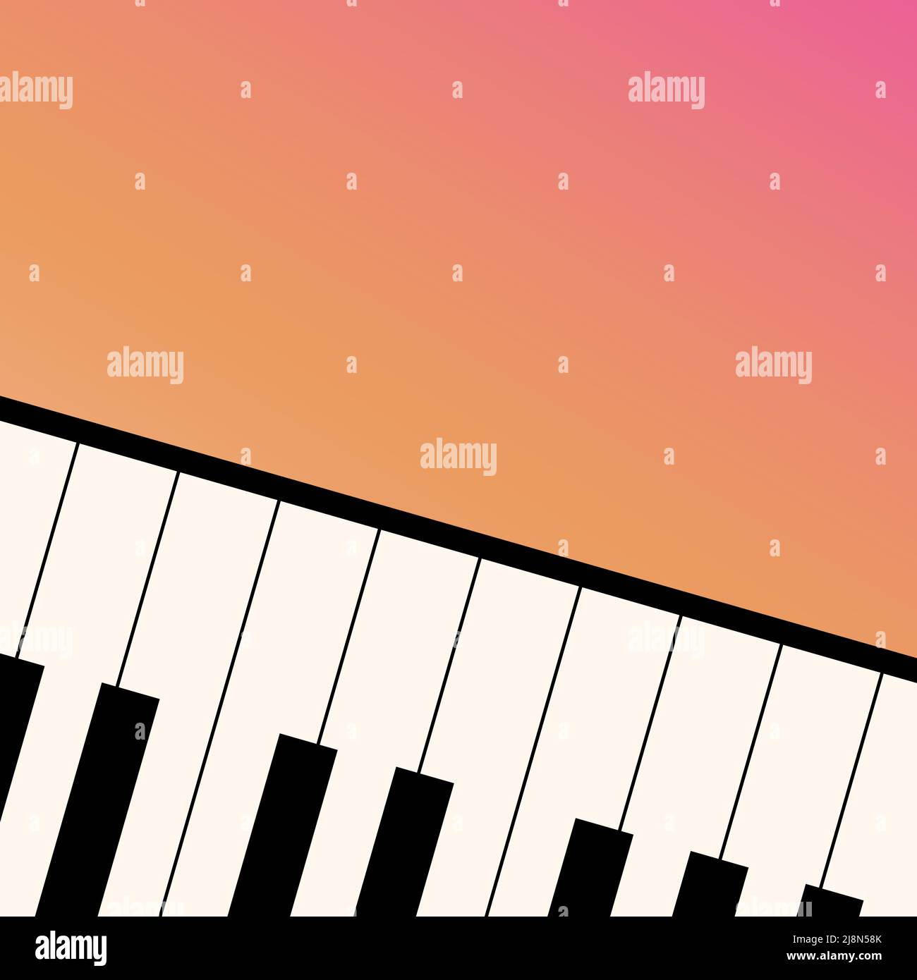 Die Klaviertastatur. Klassisches Musikinstrument. Blick von oben. Hintergrundvorlage mit Ort für Text. Vektorgrafik Stock Vektor