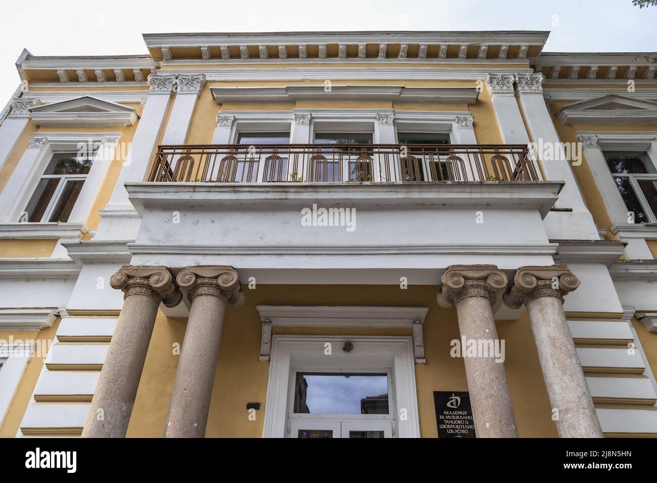 Akademie für Musiktanz und Bildende Kunst in Plovdiv, Hauptstadt der Provinz Plovdiv im südlichen Zentrum Bulgariens Stockfoto