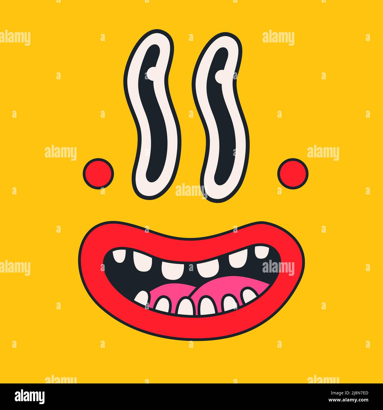 Cartoon Vektor lustige niedliche Monster Gesicht Comic-Charakter. Stock Vektor