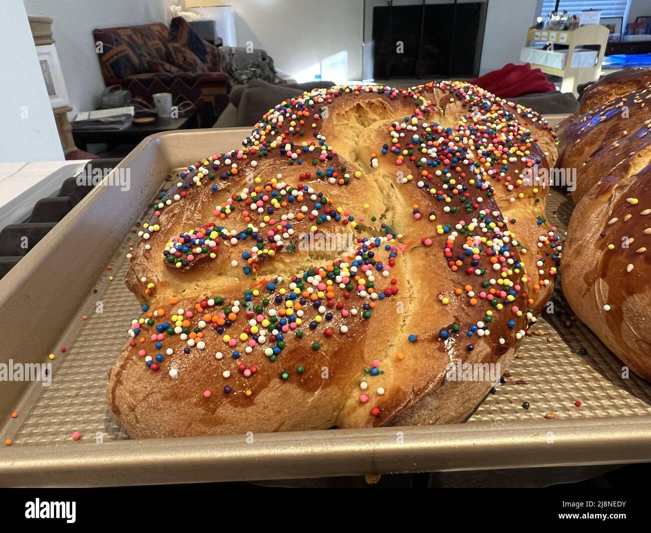 Hausgemachtes Sesam- und Challah-Brot, das für den jüdischen Feiertag ...