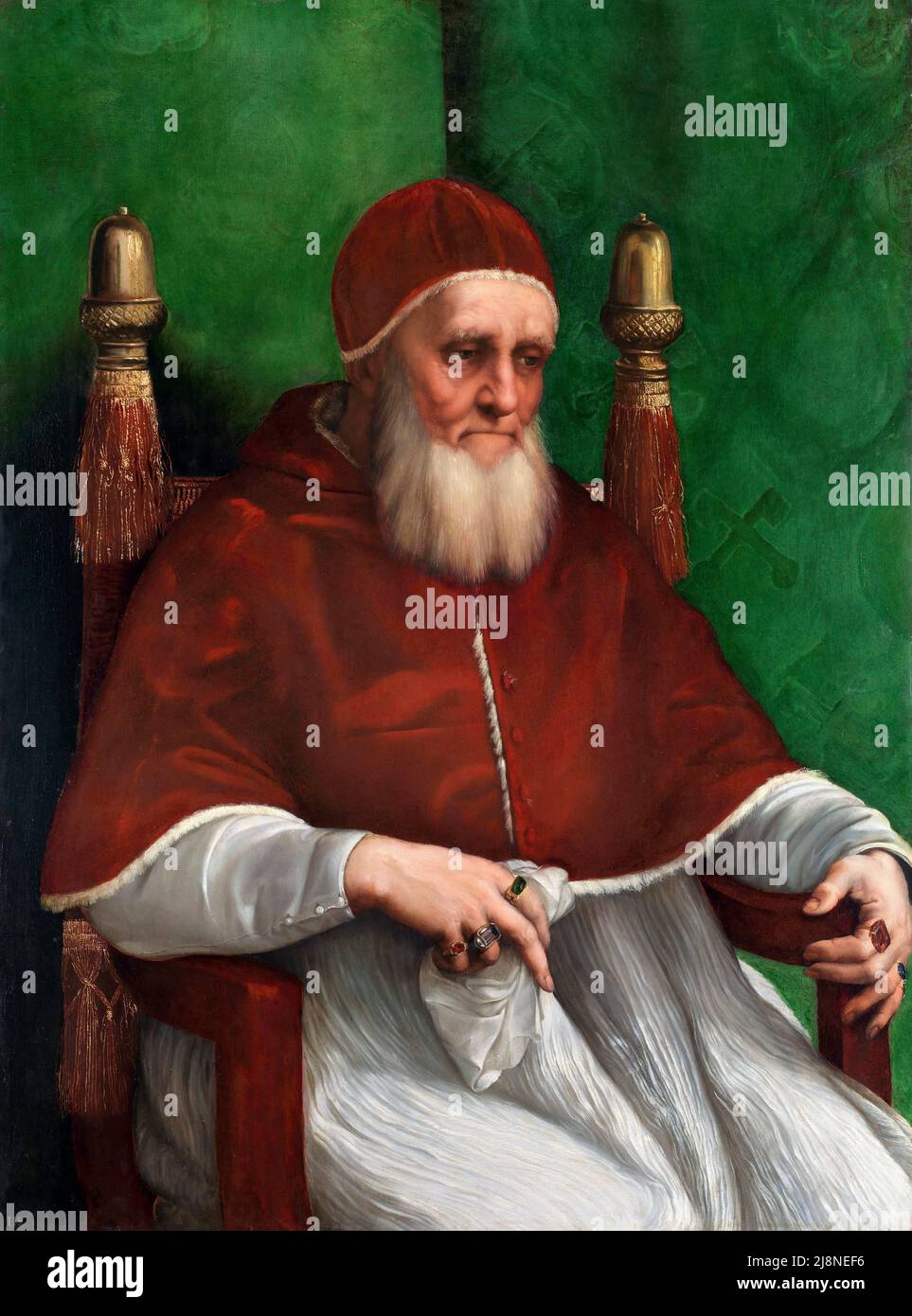 Porträt von Papst Julius II. (1443-1513) von Raphael (Rafaello Sanzio da Urbino, 1483–1520), Öl auf Pappel, 1511 Stockfoto